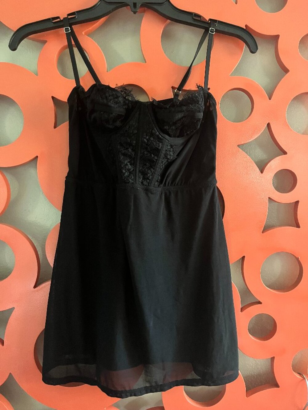 Urban Outfitters Out From Under Black Lace Bustier Slip Dress